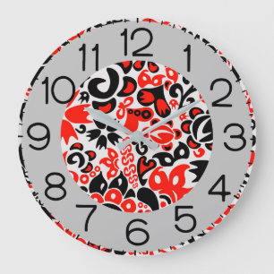 Ukrainian ethnic folk art floral pattern absrtact  large clock