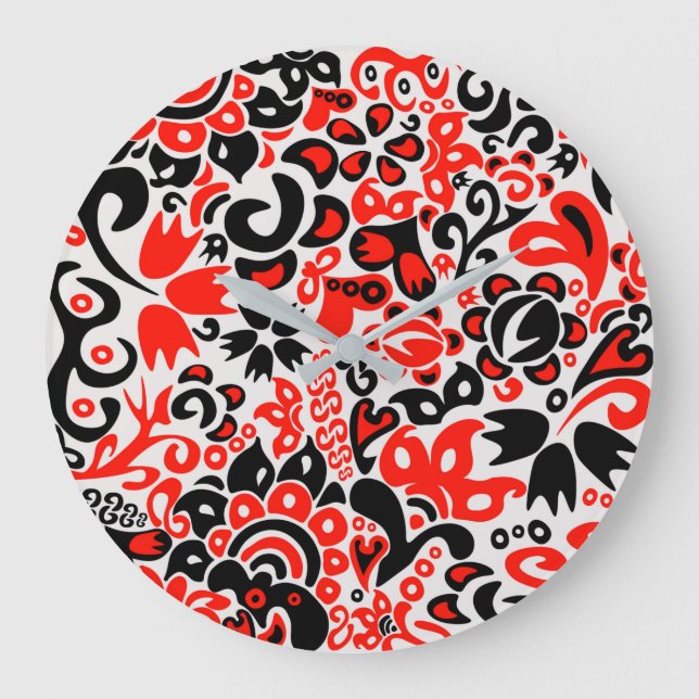 Ukrainian ethnic folk art floral pattern absrtact  large clock (Front)