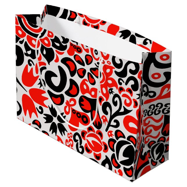 Ukrainian ethnic folk art floral pattern absrtact  large gift bag (Back Angled)