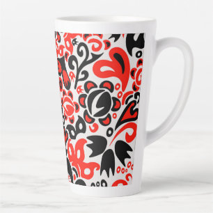 Ukrainian ethnic folk art floral pattern absrtact  latte mug