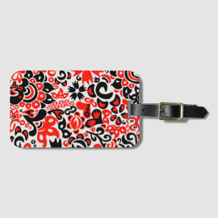 Ukrainian ethnic folk art floral pattern absrtact luggage tag