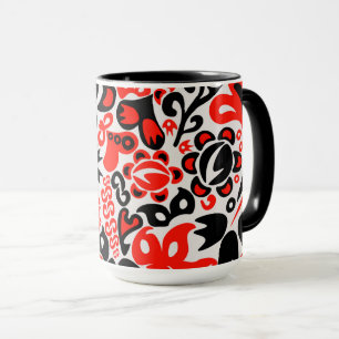 Ukrainian ethnic folk art floral pattern absrtact mug