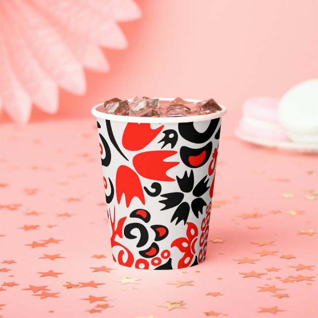 Ukrainian ethnic folk art floral pattern absrtact  paper cups (Insitu)