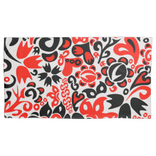 Ukrainian ethnic folk art floral pattern absrtact  pillowcase