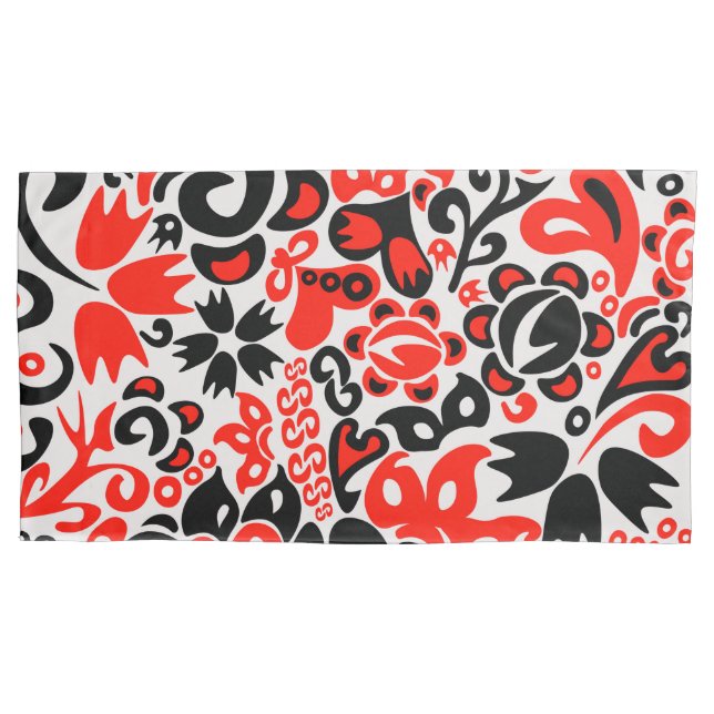 Ukrainian ethnic folk art floral pattern absrtact  pillowcase (Front-Left)