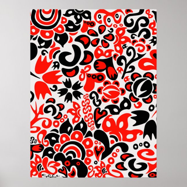 Ukrainian ethnic folk art floral pattern absrtact  poster (Front)