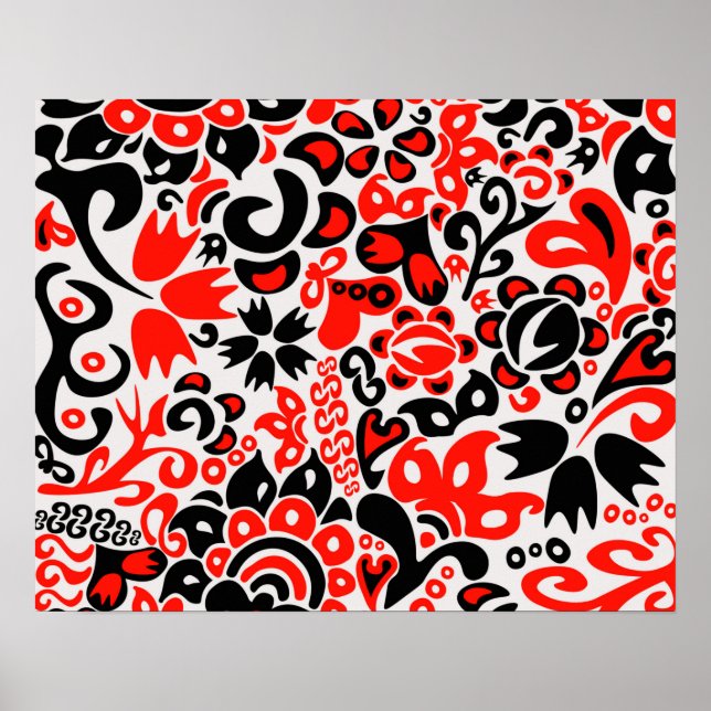 Ukrainian ethnic folk art floral pattern absrtact  poster (Front)