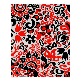 Ukrainian ethnic folk art floral pattern absrtact  poster