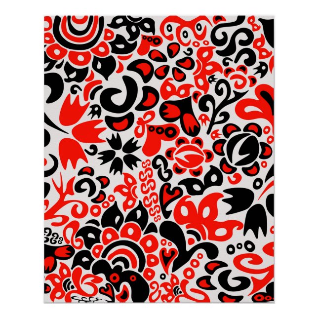 Ukrainian ethnic folk art floral pattern absrtact  poster (Front)