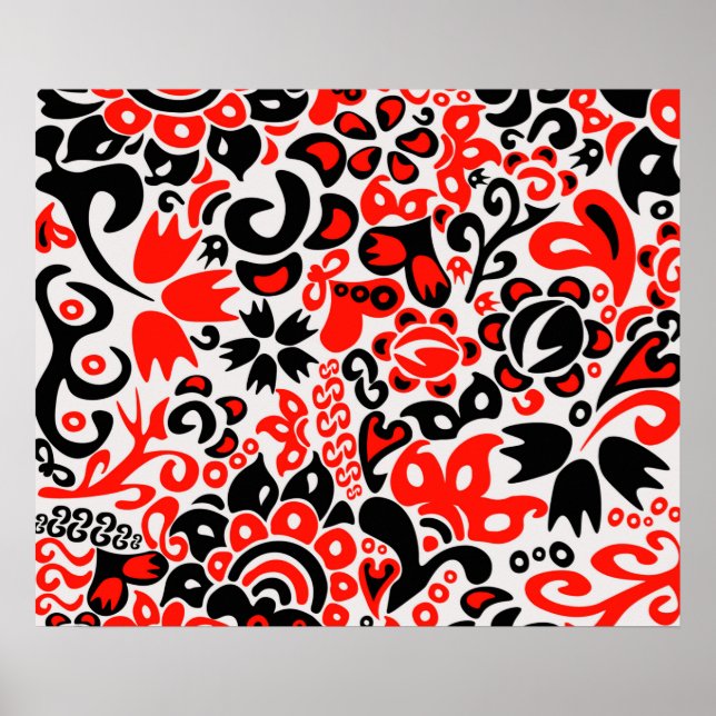 Ukrainian ethnic folk art floral pattern absrtact  poster (Front)