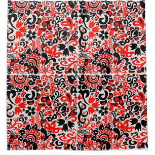 Ukrainian ethnic folk art floral pattern absrtact shower curtain