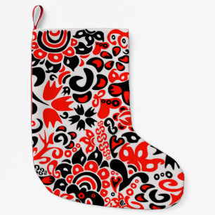 Ukrainian ethnic folk art floral pattern absrtact  small christmas stocking