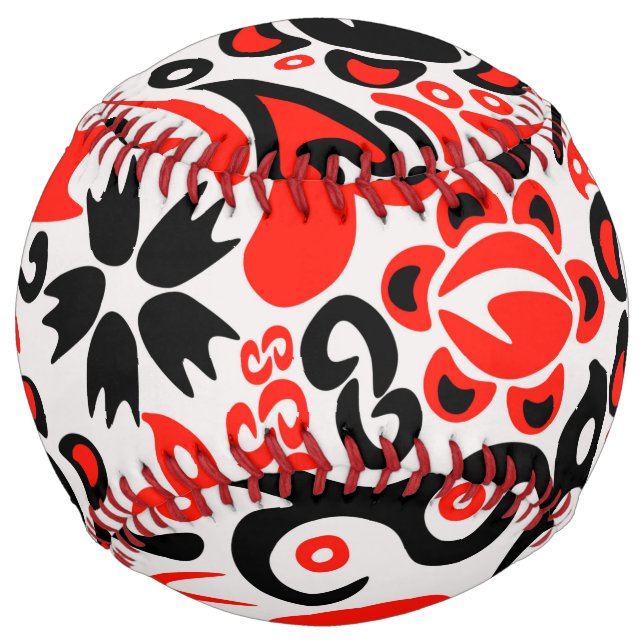 Ukrainian ethnic folk art floral pattern absrtact  softball (Front)