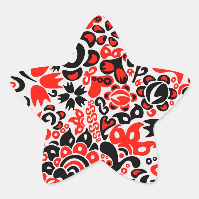 Ukrainian ethnic folk art floral pattern absrtact  star sticker (Front)