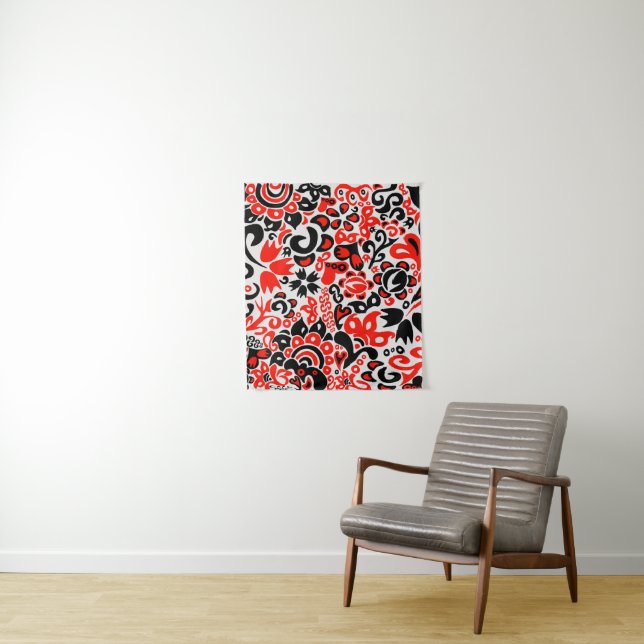 Ukrainian ethnic folk art floral pattern absrtact  tapestry (In Situ)