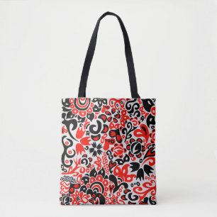 Ukrainian ethnic folk art floral pattern absrtact tote bag