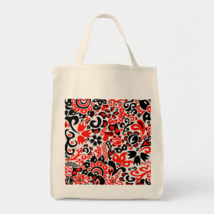 Ukrainian ethnic folk art floral pattern absrtact tote bag