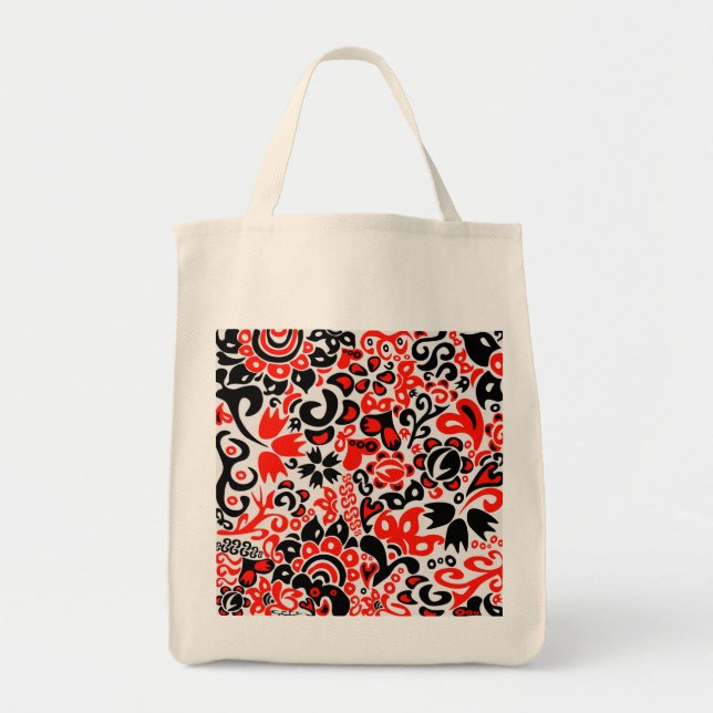 Ukrainian ethnic folk art floral pattern absrtact  tote bag (Front)