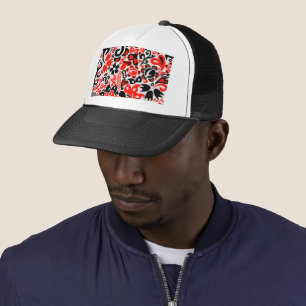 Ukrainian ethnic folk art floral pattern absrtact  trucker hat