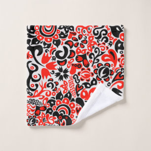 Ukrainian ethnic folk art floral pattern absrtact wash cloth