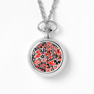 Ukrainian ethnic folk art floral pattern absrtact  watch
