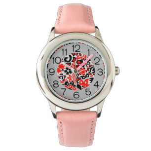 Ukrainian ethnic folk art floral pattern absrtact  watch