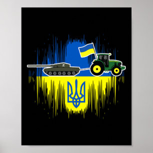 Ukrainian Farmer Steals Tank Ukraine Flag Tryzub F Poster