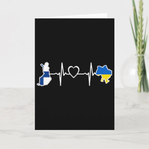 Ukrainian Finnish Flag - Ukraine Finland Heartbeat Card