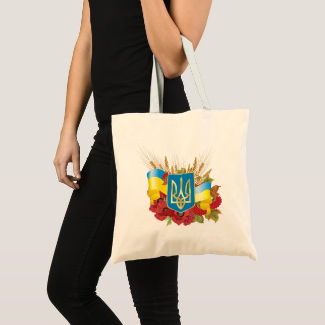 Ukrainian flag and coat of arms. tote bag (Front (Product))
