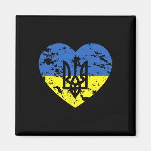 Ukrainian Flag And Tryzub Heart Shaped Support Ukr Magnet