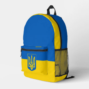 Ukrainian Flag Backpack, Tryzub & Ukraine Bag, Printed Backpack