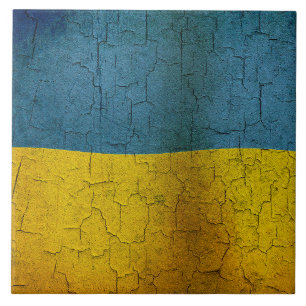 Ukrainian flag ceramic tile
