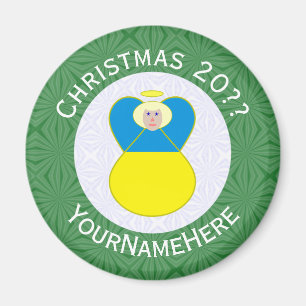 Ukrainian Flag Christmas Angel Personalised Magnet