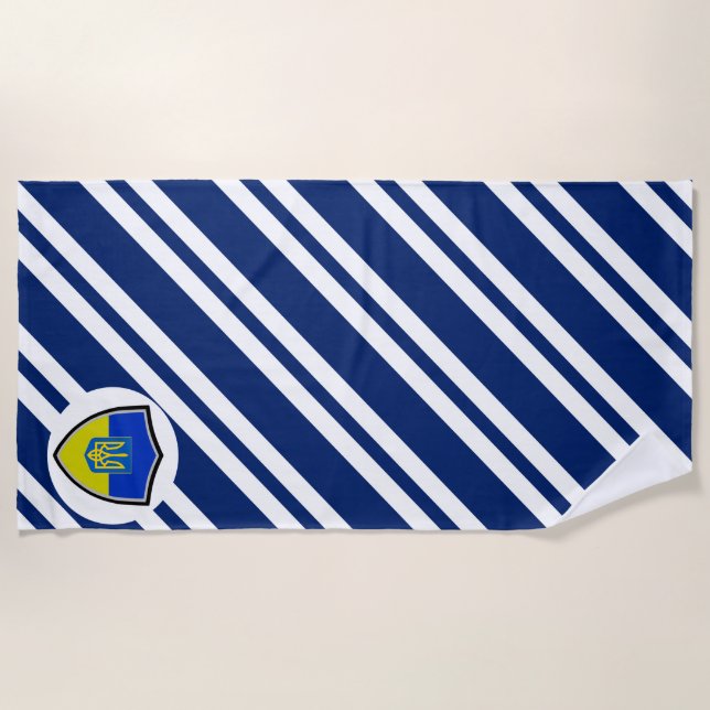 Ukrainian flag-coat arms beach towel (Front)