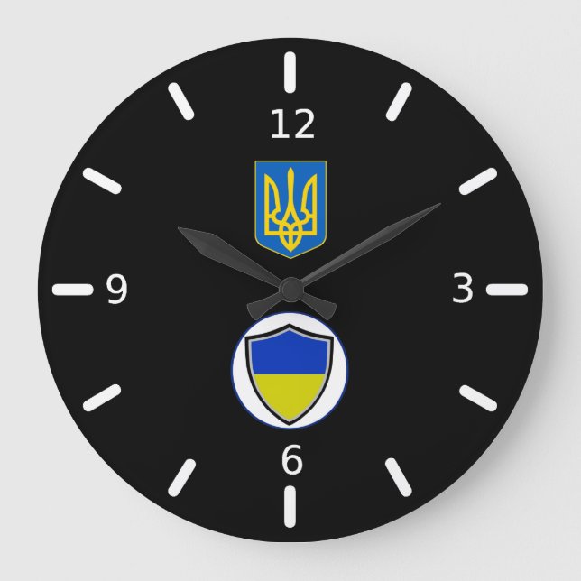 Ukrainian flag-coat arms large clock (Front)