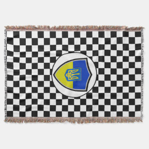 Ukrainian flag-coat arms throw blanket