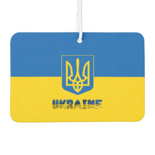 Ukrainian flag-coat of arms car air freshener