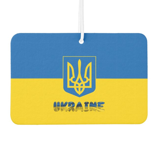 Ukrainian flag-coat of arms car air freshener (Front)