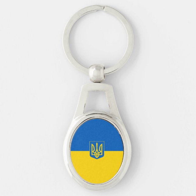 Ukrainian flag-Coat of arms Key Ring (Front)