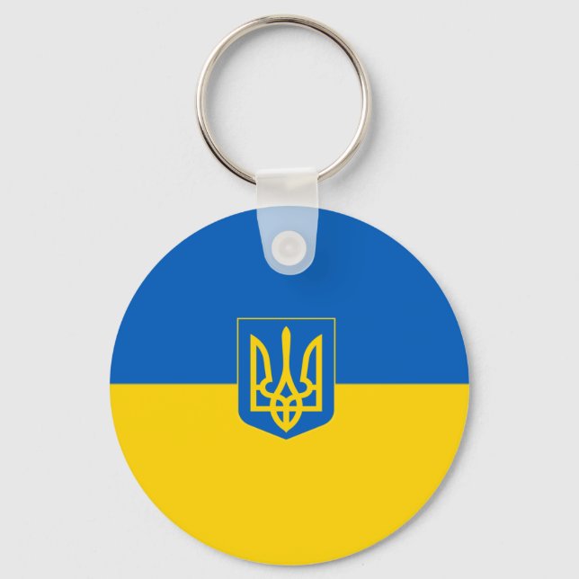 Ukrainian flag-Coat of arms Key Ring (Front)
