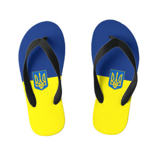Ukrainian flag-coat of arms kid's thongs