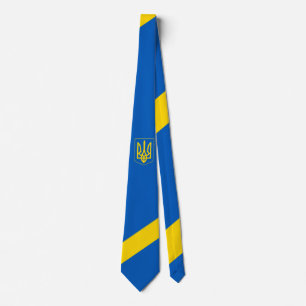 Ukrainian flag. Coat of Arms. Truzyb. Neck Tie