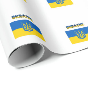 Ukrainian flag-Coat of arms Wrapping Paper
