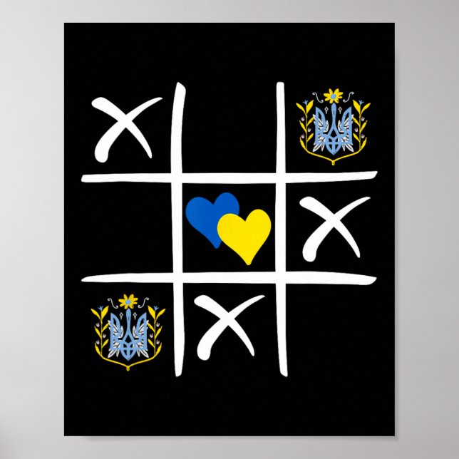 Ukrainian Flag Coloured Hearts2  Poster (Front)