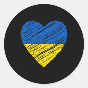 Ukrainian Flag Heart Support Ukraine Classic Round Sticker