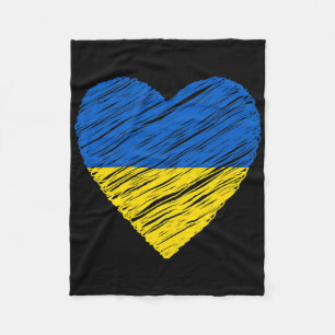 Ukrainian Flag Heart Support Ukraine Fleece Blanket