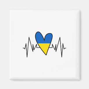 Ukrainian Flag Heartbeat Ekg Heart  Magnet