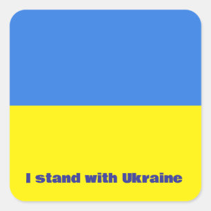 Ukrainian Flag, I Stand with Ukraine, Square Sticker