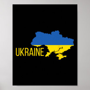 Ukrainian Flag Map Love Support Ukrainians Ukraine Poster