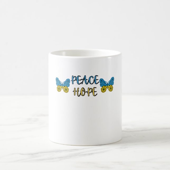 Ukrainian Flag Peace, Hope, Butterflies Coffee Mug (Center)